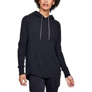 NWT Under Armour Women's UA Waffle Long Sleeve Hoodie, Black-Size M